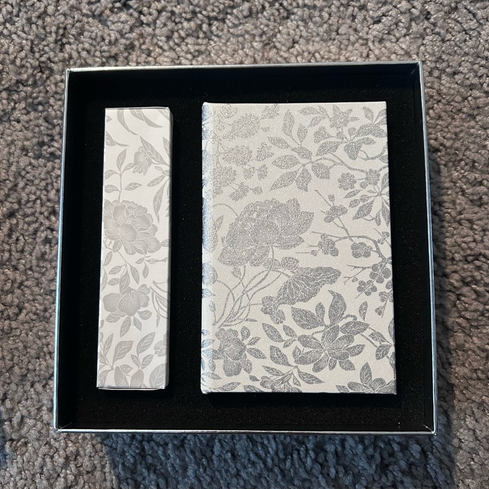 Floral Silver Notebook and Fan! Purchased in China